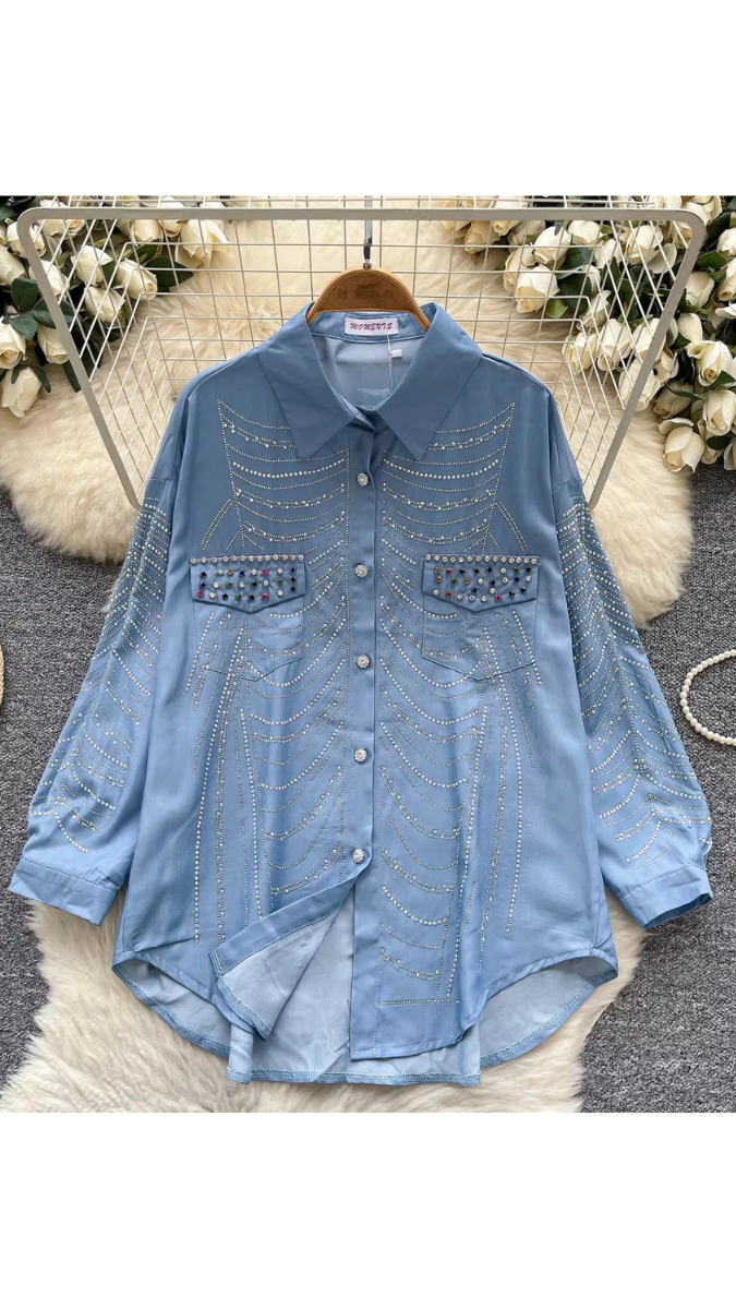 Rhinestone Designed Shirt FC1880