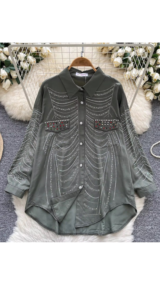 Rhinestone Designed Shirt FC1880