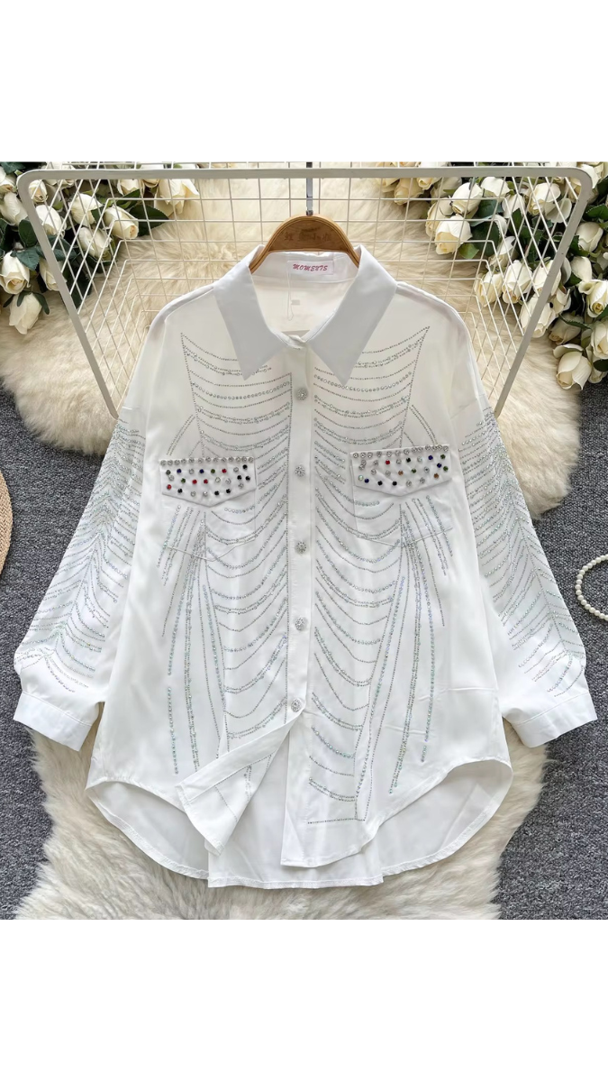 Rhinestone Designed Shirt FC1880