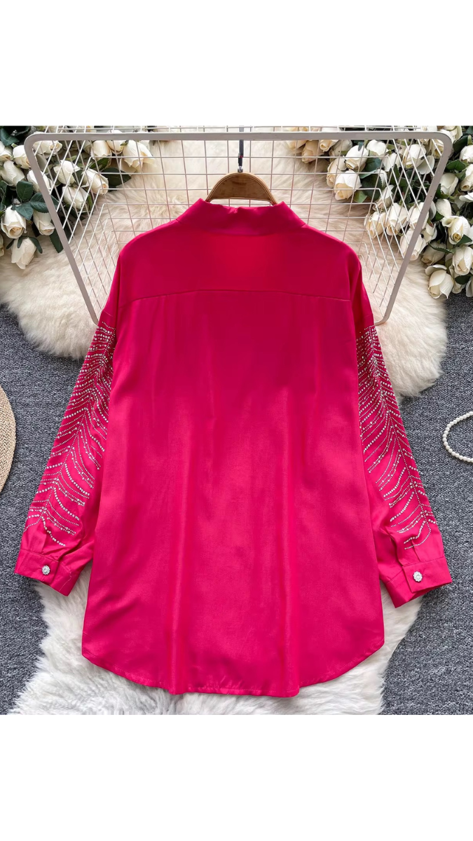 Rhinestone Designed Shirt FC1880