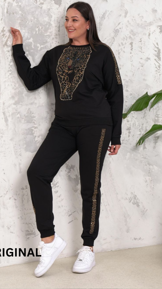 Rhinestone Designed Tiger Winter Co Ord Set FC1489