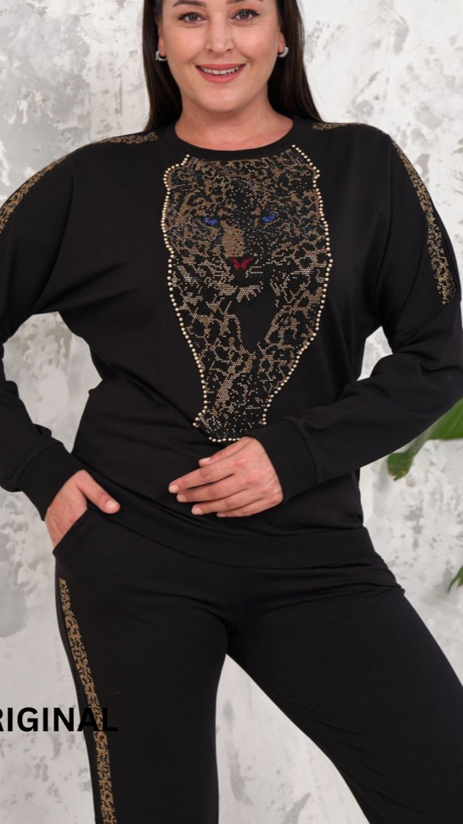 Rhinestone Designed Tiger Winter Co Ord Set FC1489