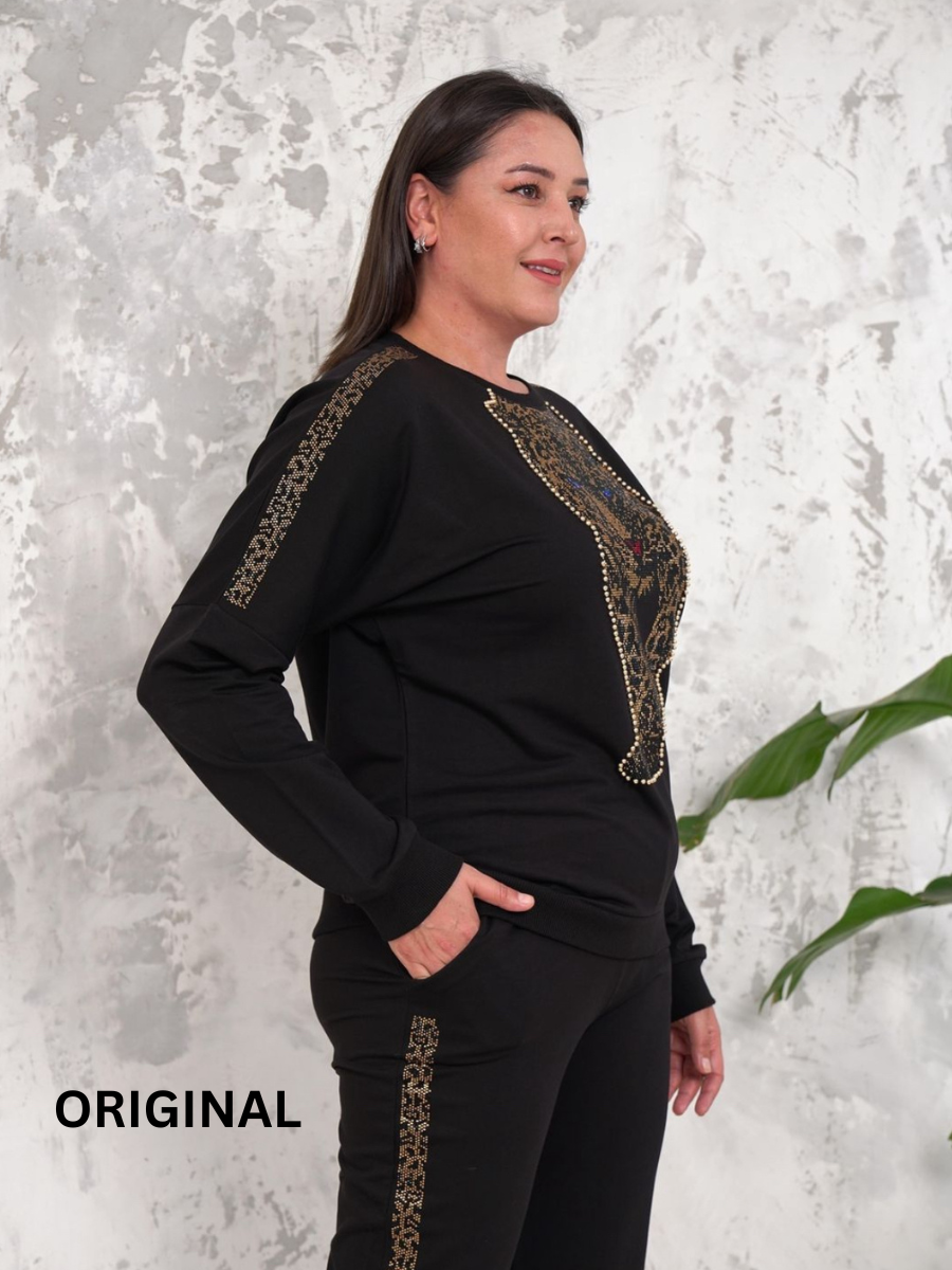 Rhinestone Designed Tiger Winter Co Ord Set FC1489