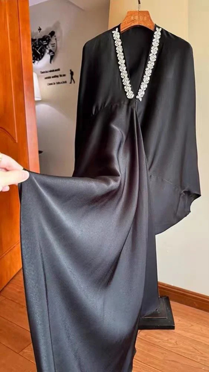 Rhinestone Designed V Neck Kaftan Dress FC1844