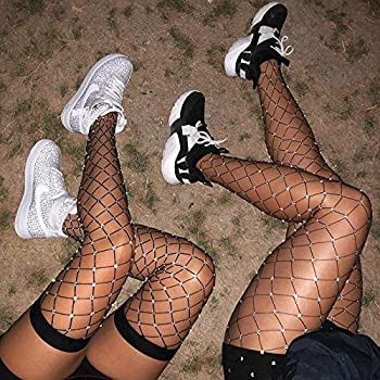 Rhinestone Fishnet Knee Socks