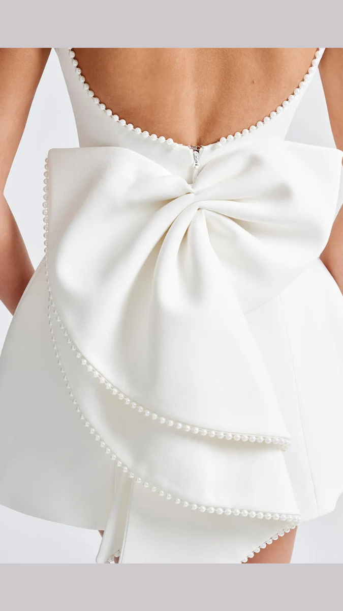 Rhinestone Backless Dress with Big Bow FC1871