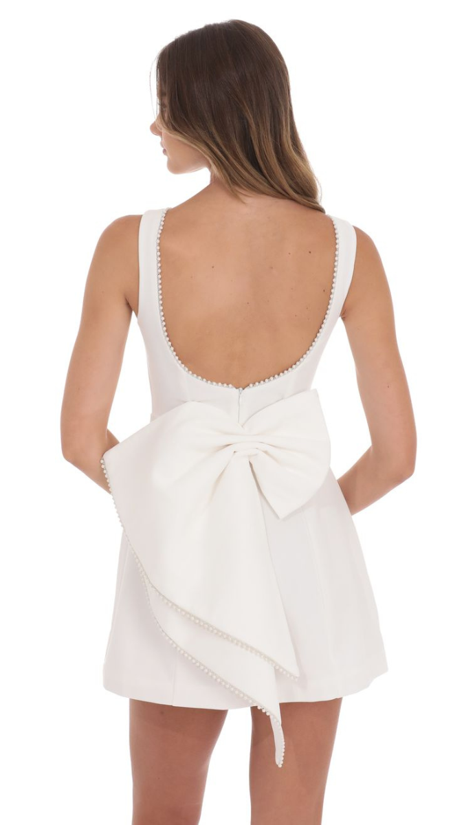 Rhinestone Backless Dress with Big Bow FC1871