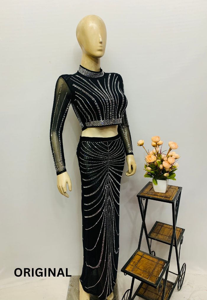 Rhinestone Bodycon Two Piece