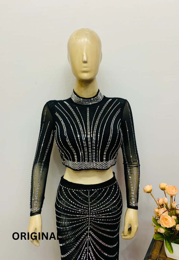 Rhinestone Bodycon Two Piece