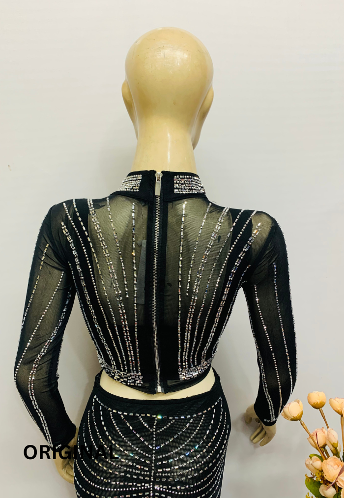 Rhinestone Bodycon Two Piece