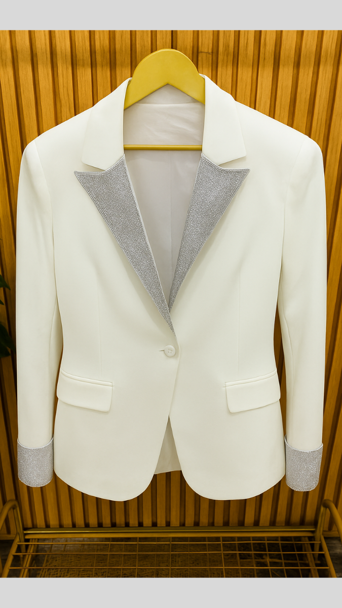 Rhinestone Collar And Wrist Design Blazer FC1569
