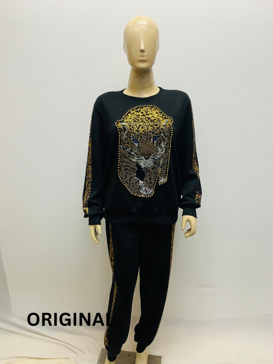 Rhinestone Designed Tiger Winter Co Ord Set FC1489