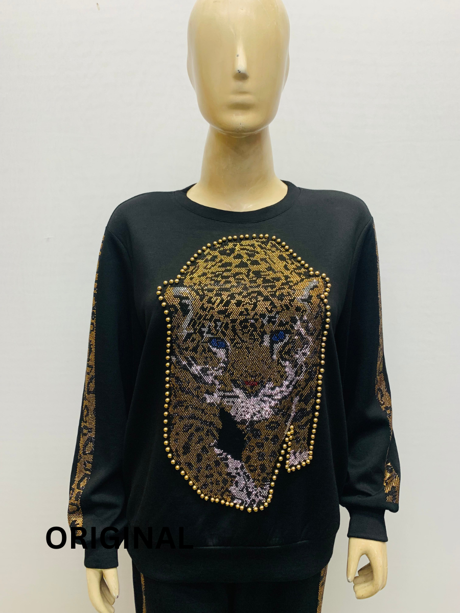 Rhinestone Designed Tiger Winter Co Ord Set FC1489