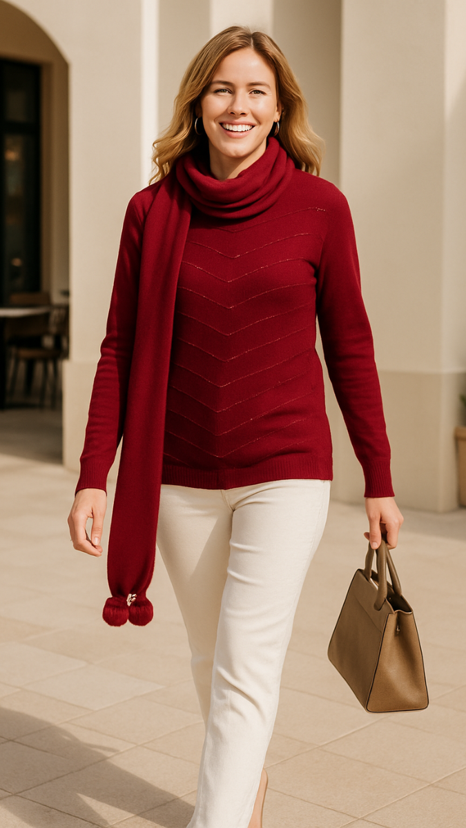 Rhinestone Designed Top With Scarf FC1950