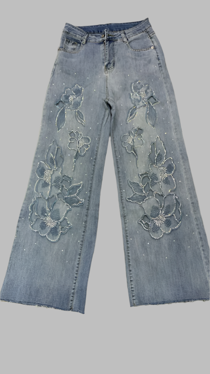 Rose Cutout Designed Jeans FC1941