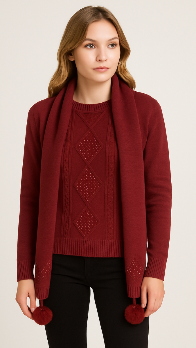 Round Neck Top With Scarf FC1948