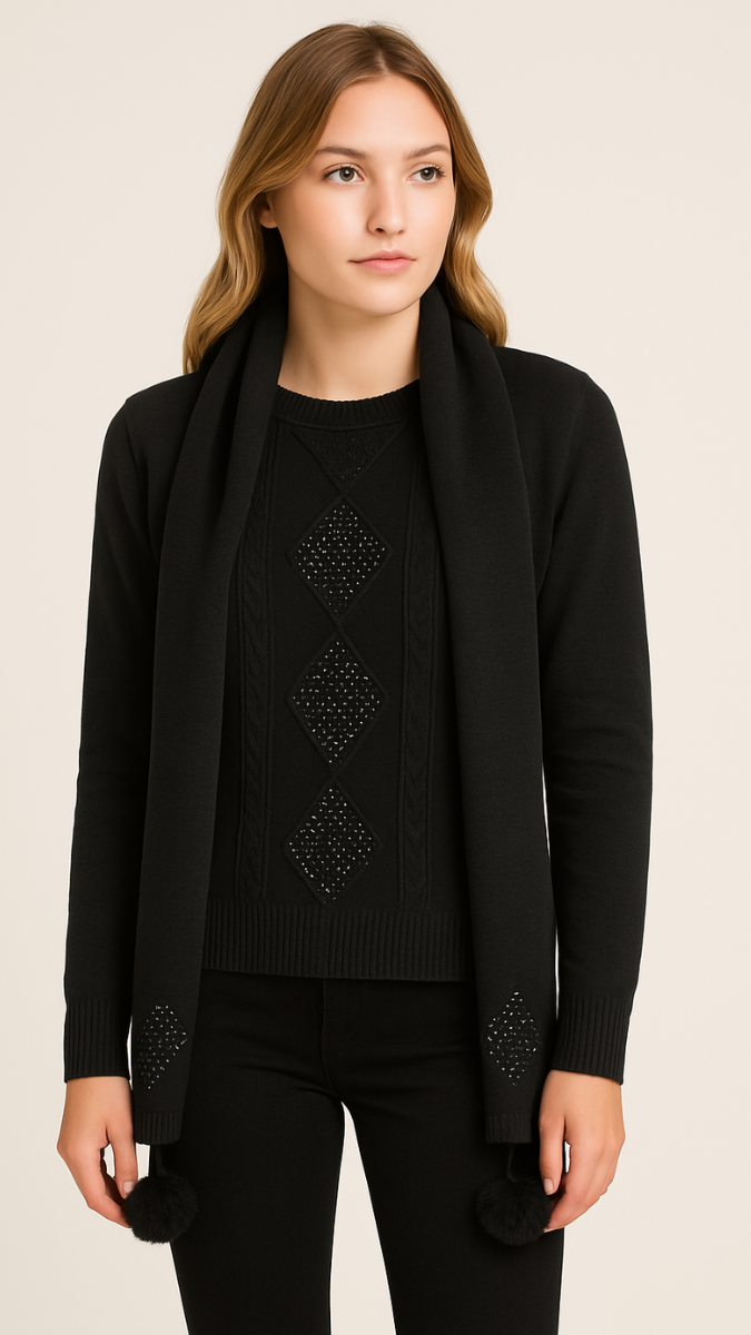Round Neck Top With Scarf FC1948