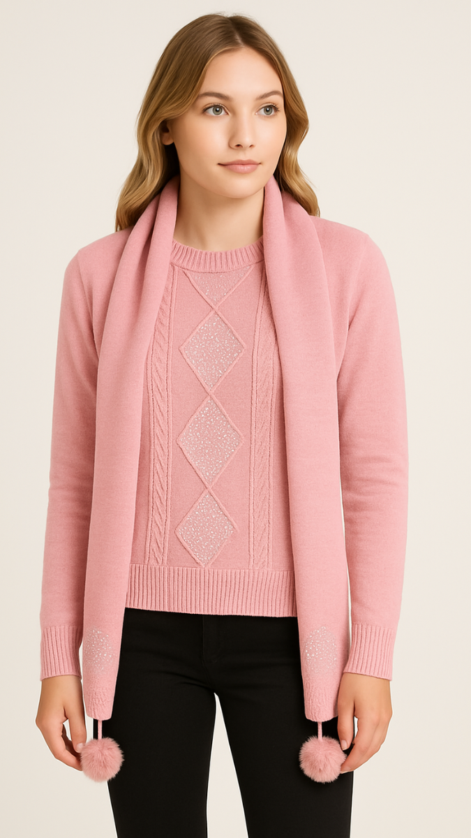 Round Neck Top With Scarf FC1948