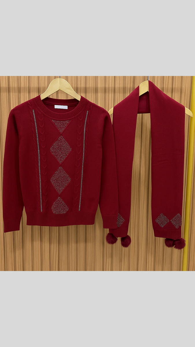 Round Neck Top With Scarf FC1948