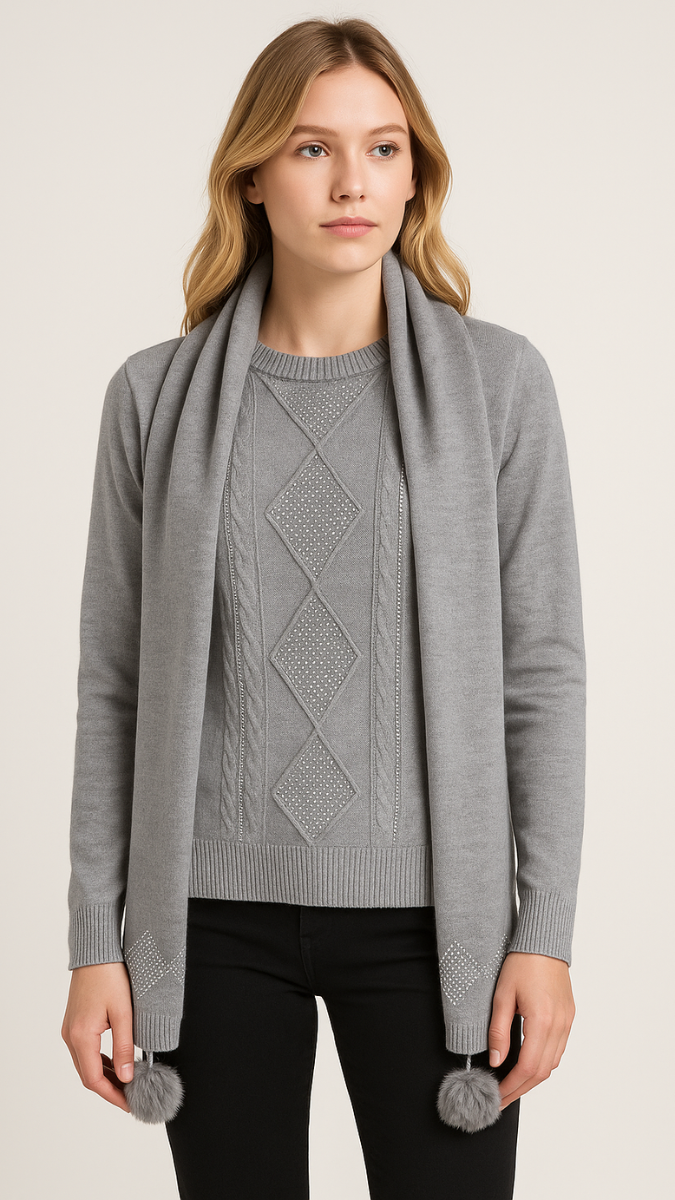 Round Neck Top With Scarf FC1948