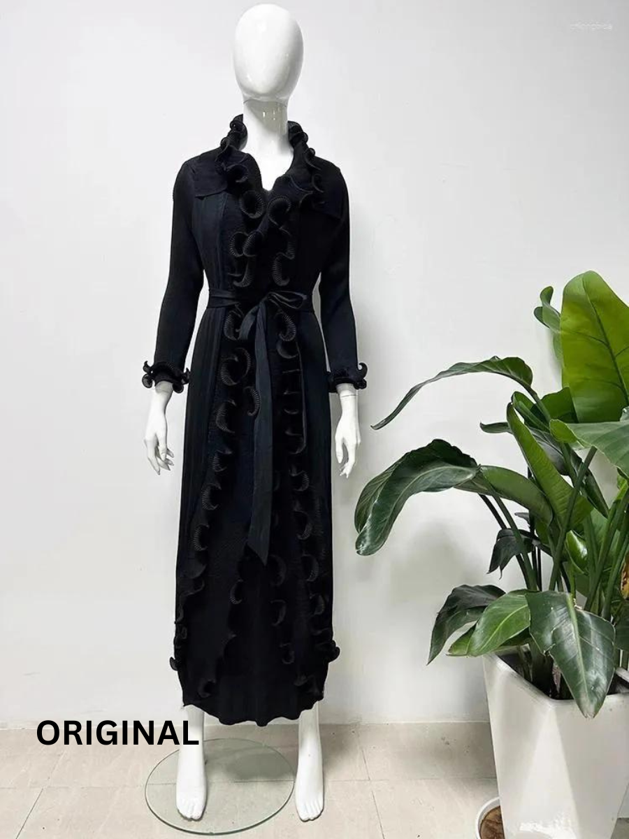 Ruffle Pleated Dress With Waist Belt FC1479