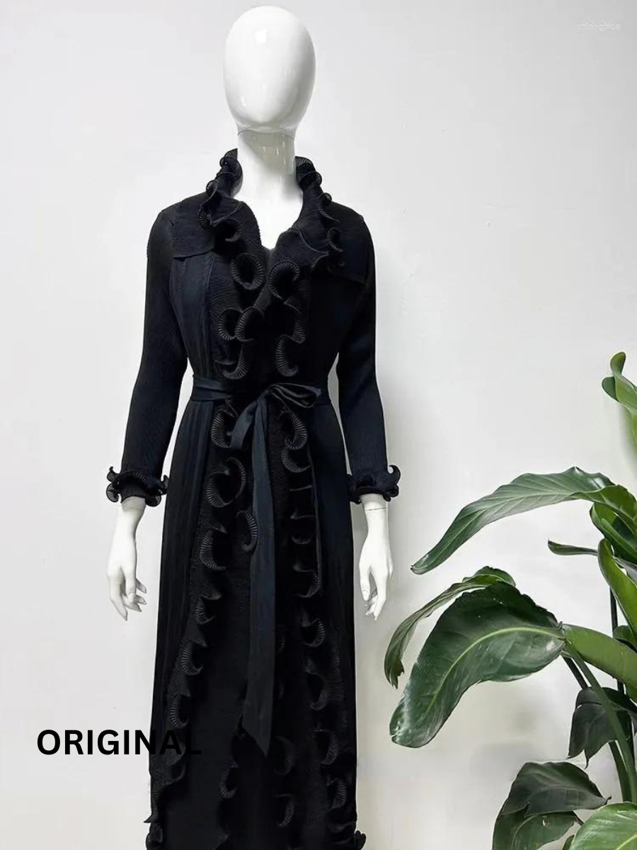 Ruffle Pleated Dress With Waist Belt FC1479