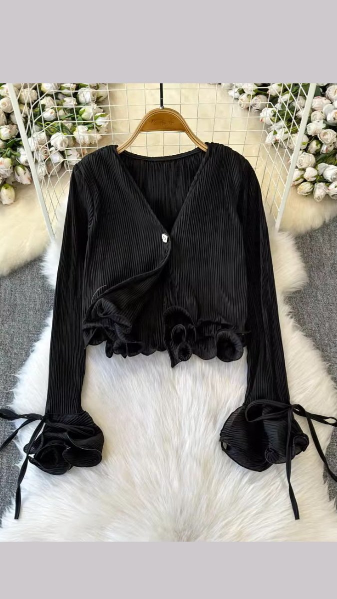 Ruffles Buttoned Front Fitted Top FC1874
