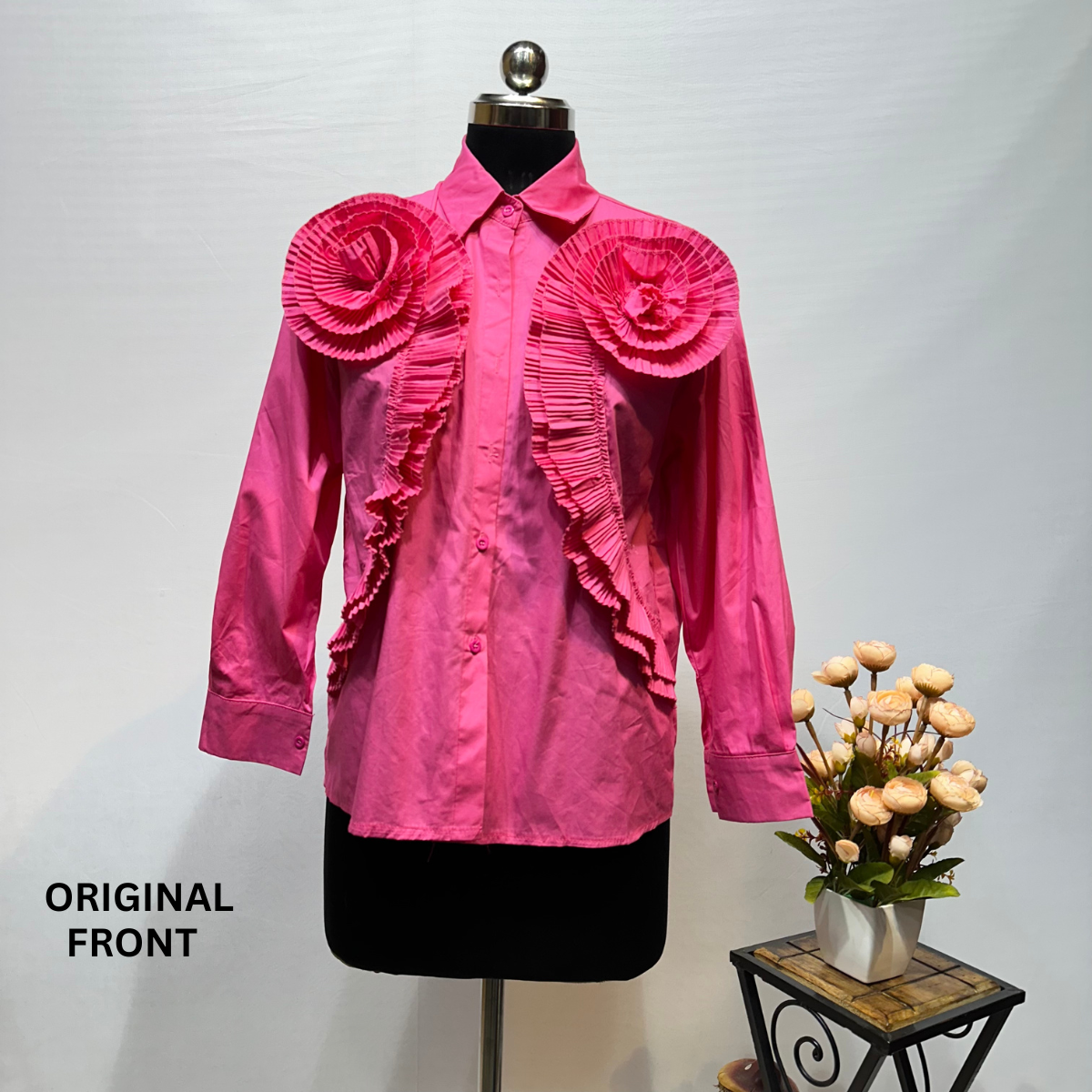 Ruffles Pleated Flower Shirt