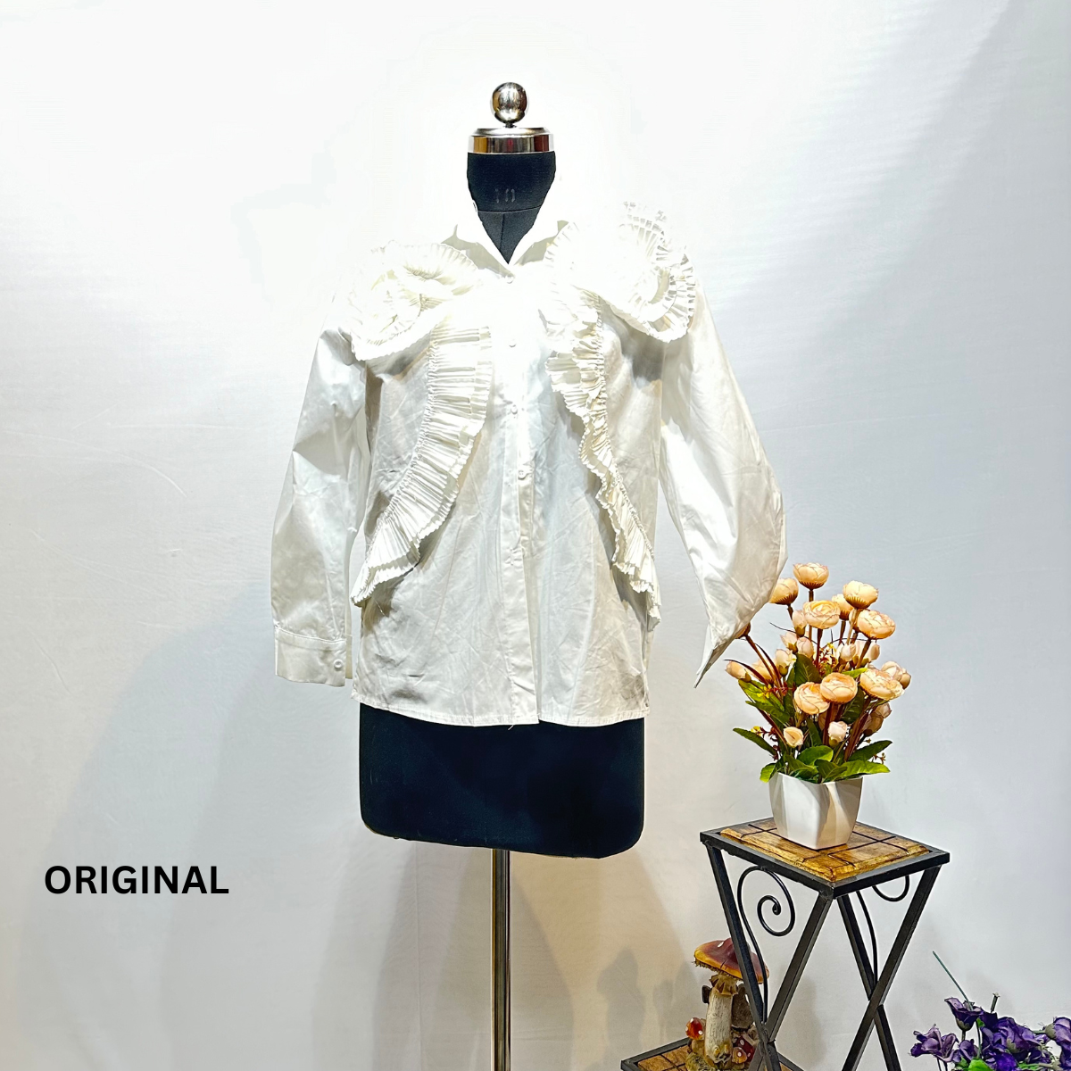 Ruffles Pleated Flower Shirt