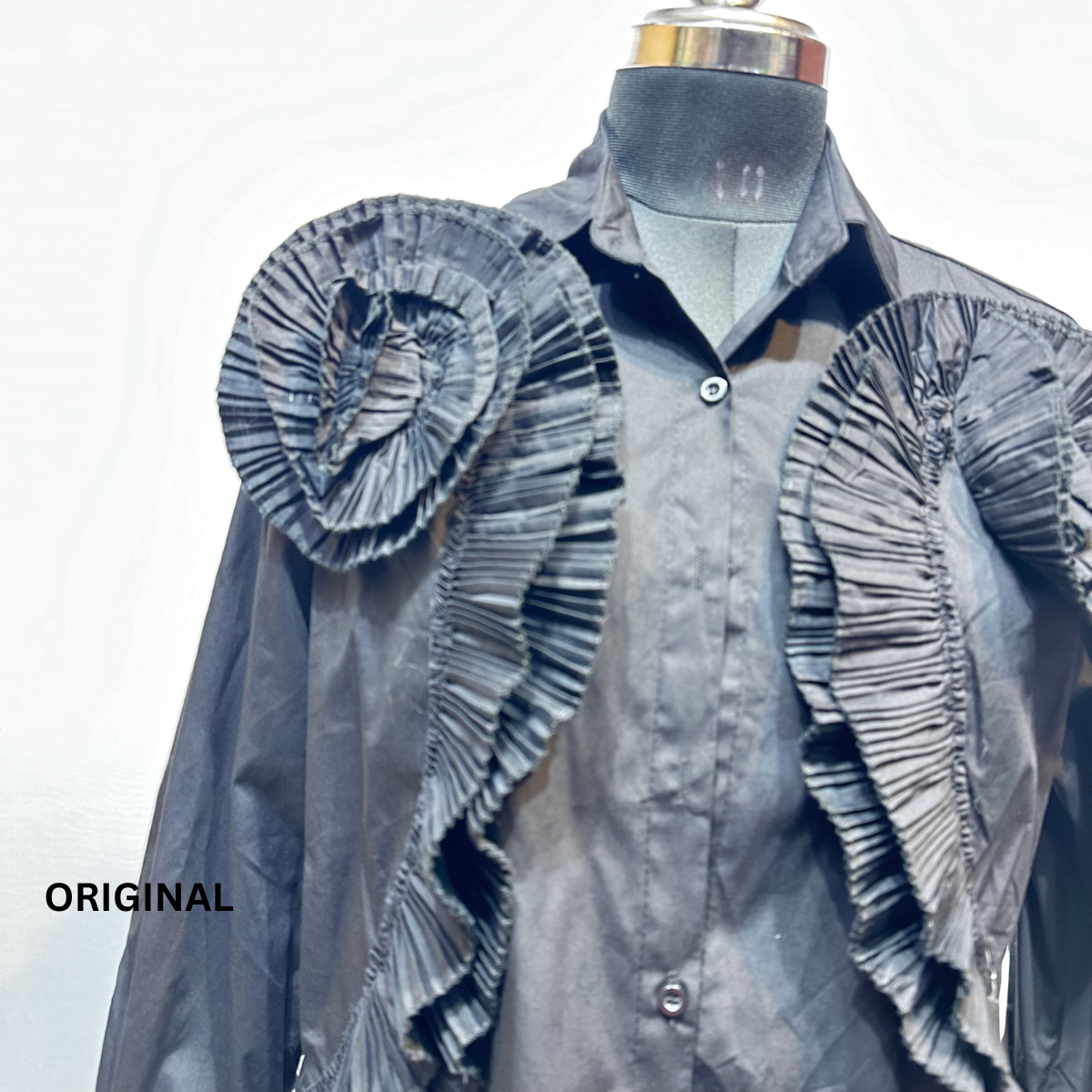 Ruffles Pleated Flower Shirt