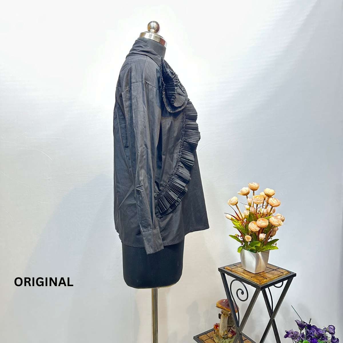 Ruffles Pleated Flower Shirt