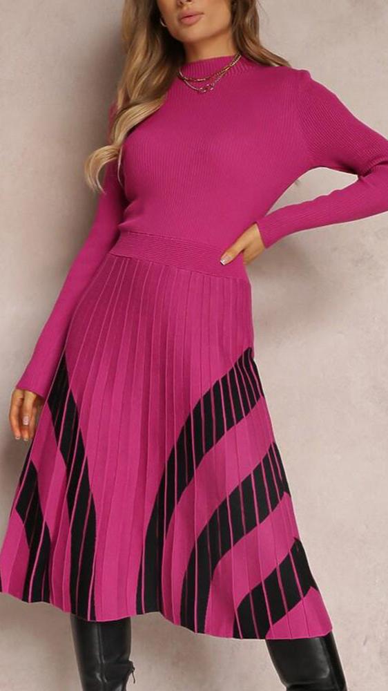 FC Round Neck Mid Length A-Line Knitted Skirt