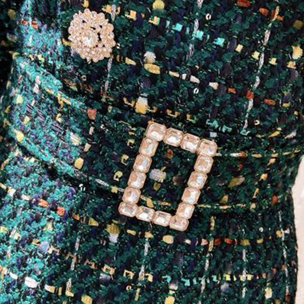 FC Women Winter Tweed Office Style Elegant Formal Dress