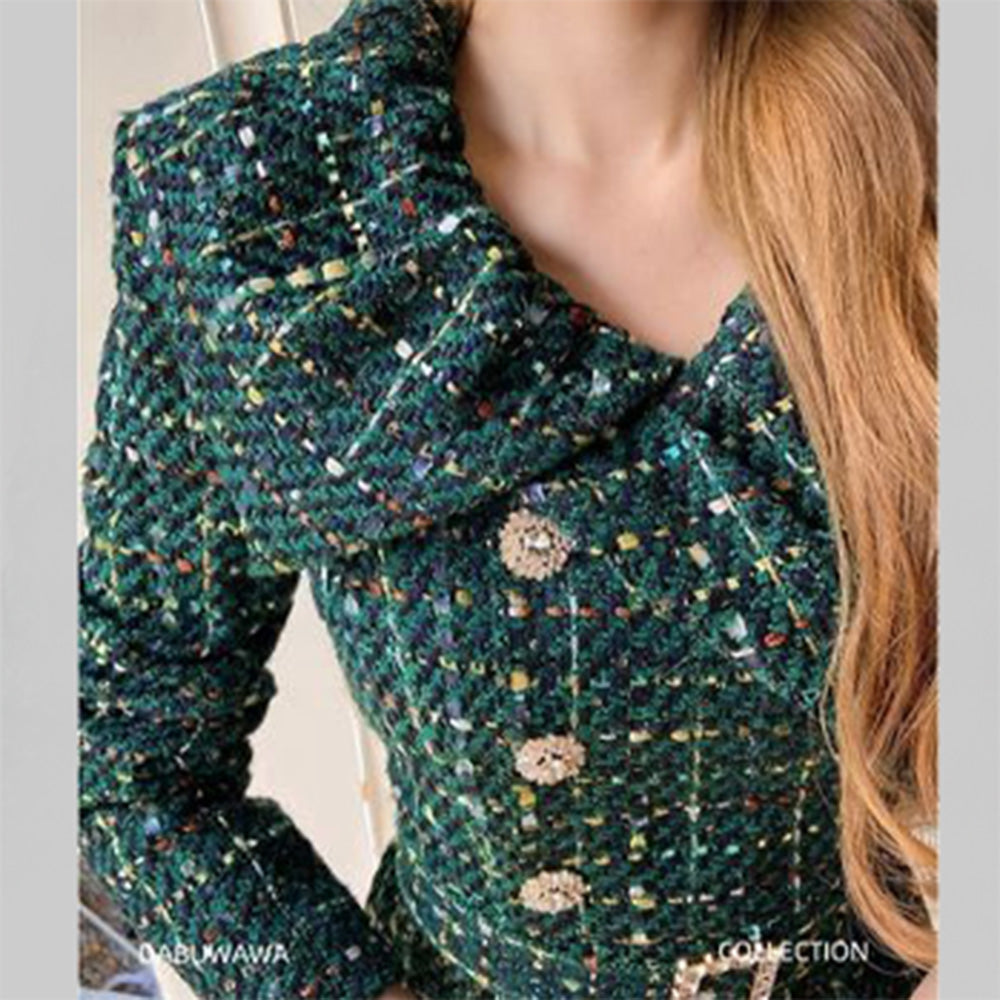 FC Women Winter Tweed Office Style Elegant Formal Dress