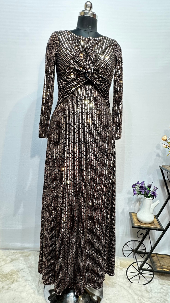 Sequined Partywear Wrap Dress