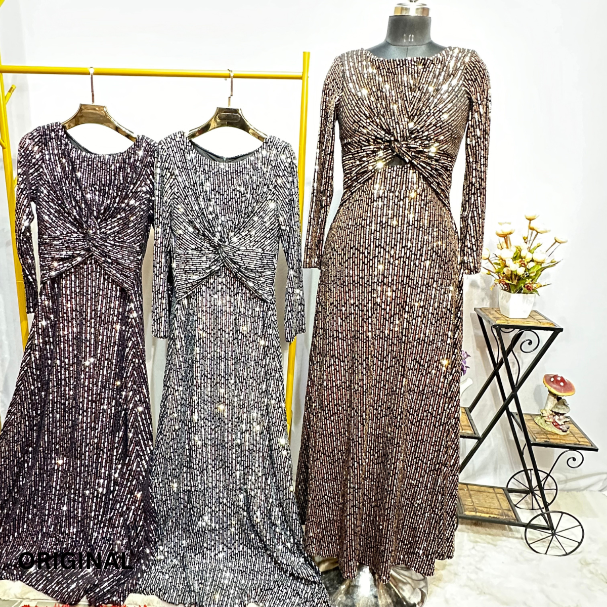 Sequined Partywear Wrap Dress