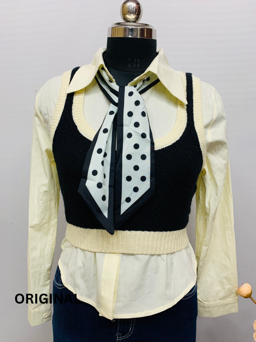 Shirt With U Neck Vest Jacket