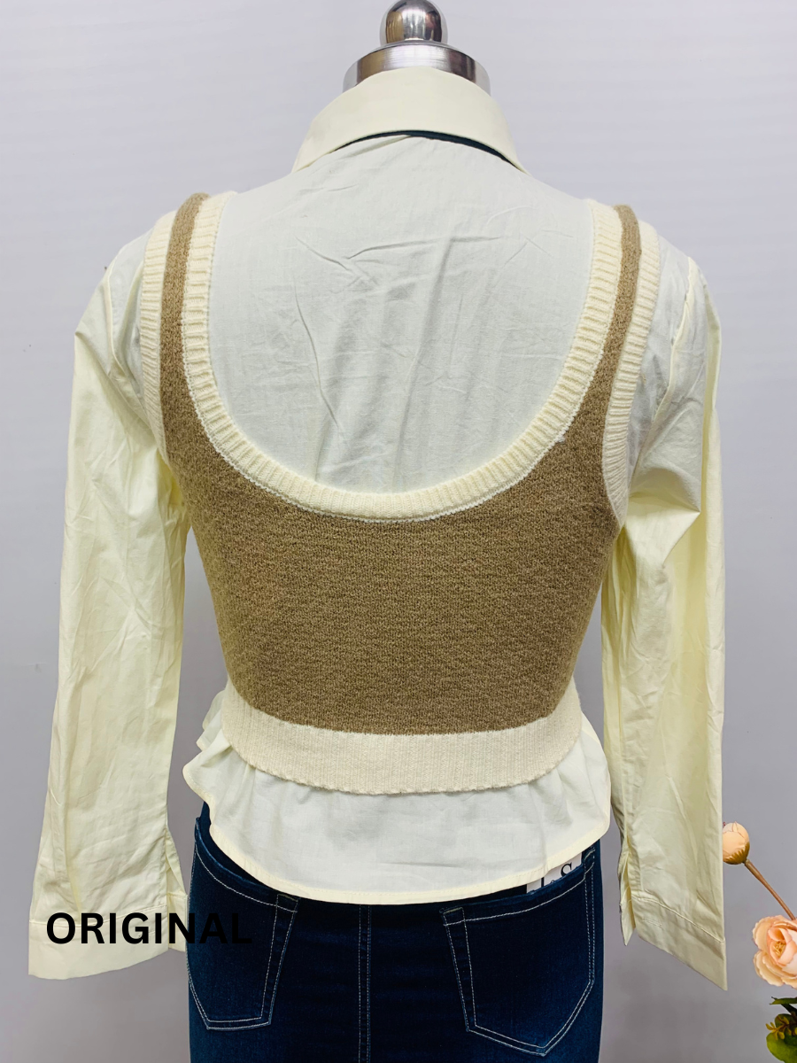 Shirt With U Neck Vest Jacket