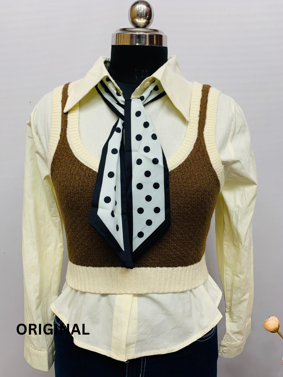 Shirt With U Neck Vest Jacket