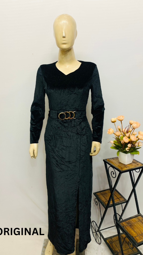 Side Slit Black Dress