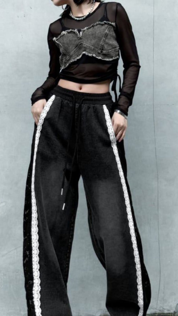 Side Net Designed Jeans FC1851