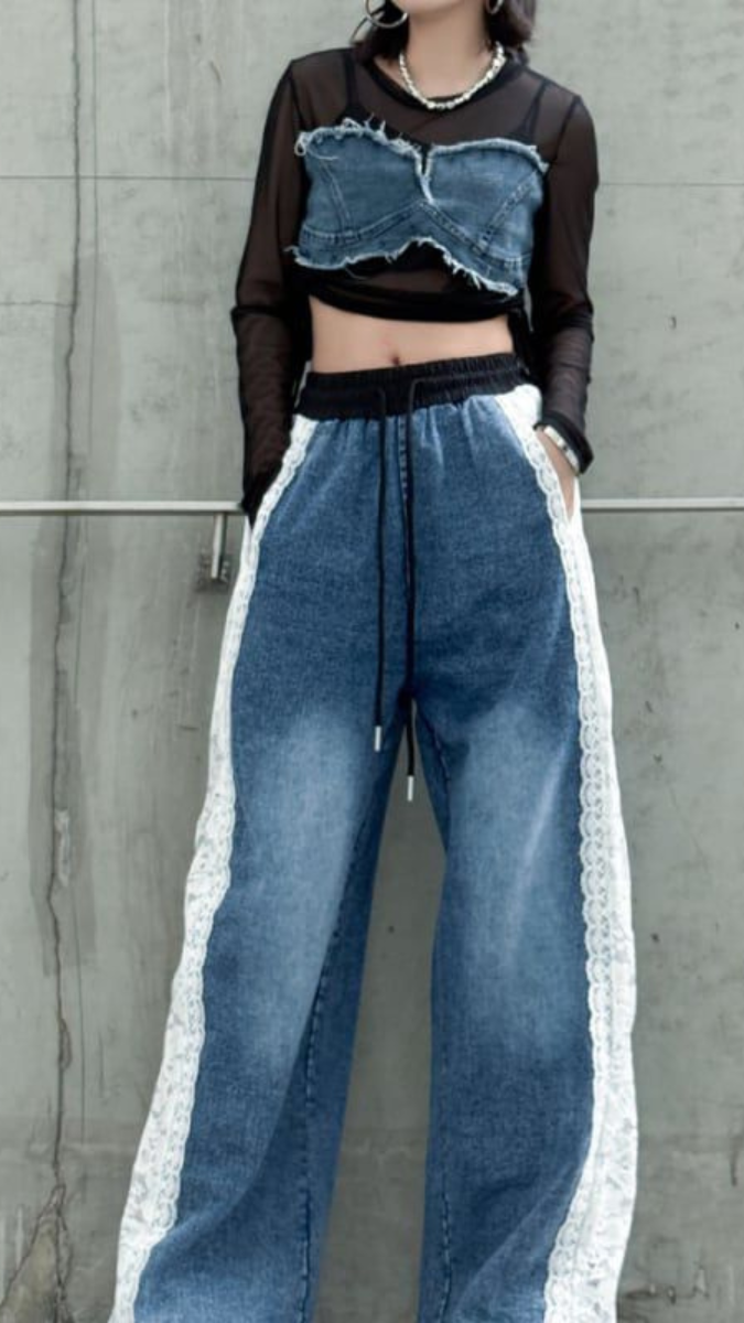 Side Net Designed Jeans FC1851
