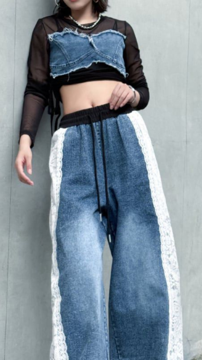 Side Net Designed Jeans FC1851