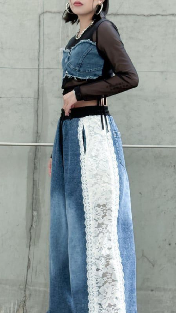 Side Net Designed Jeans FC1851