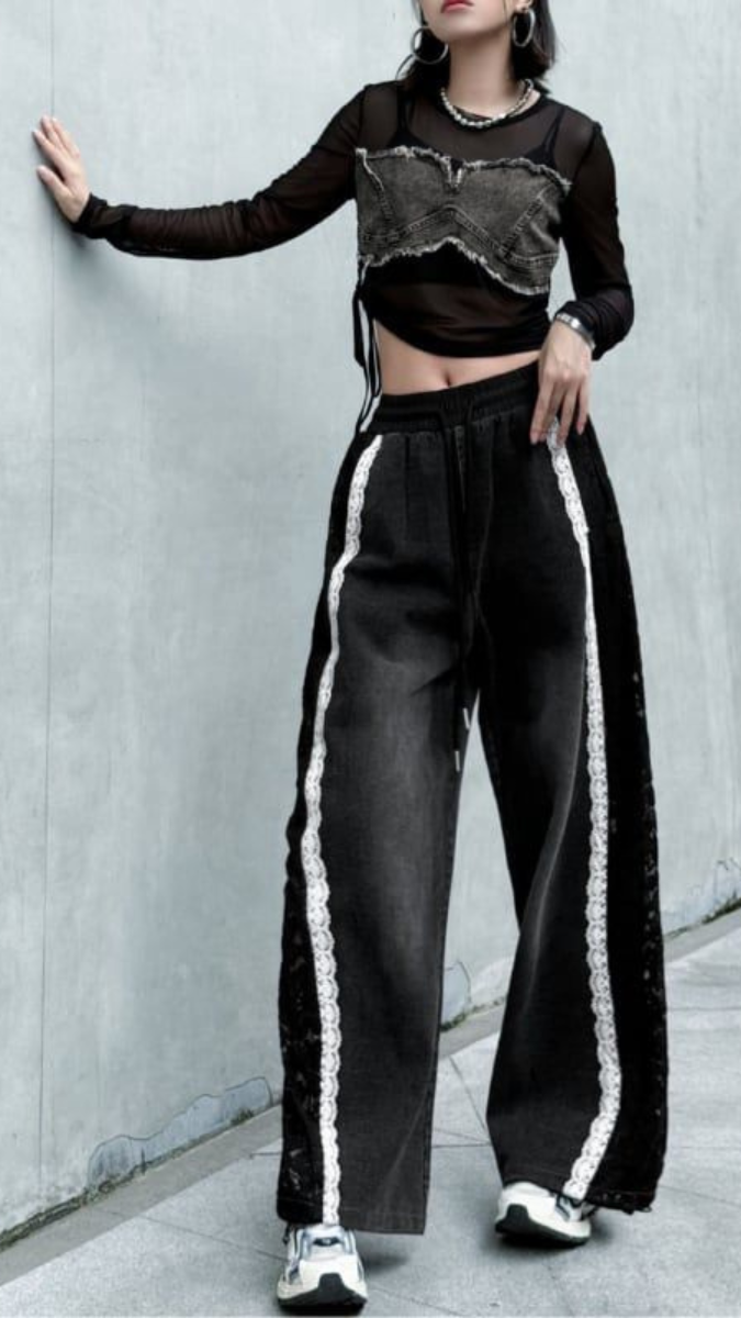 Side Net Designed Jeans FC1851