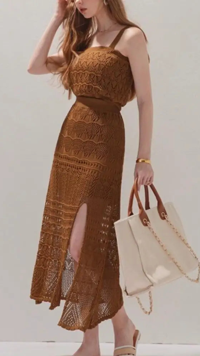 Fc Skirt Two-piece Slim Knitted Suit
