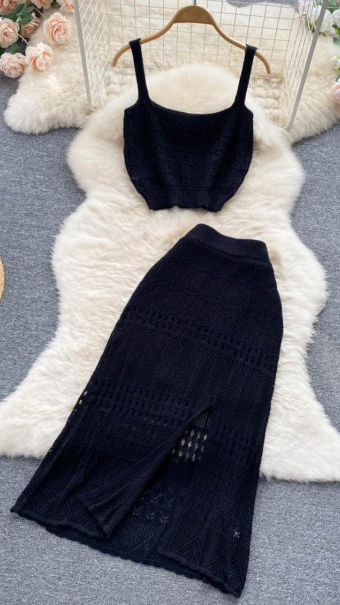 Fc Skirt Two-piece Slim Knitted Suit