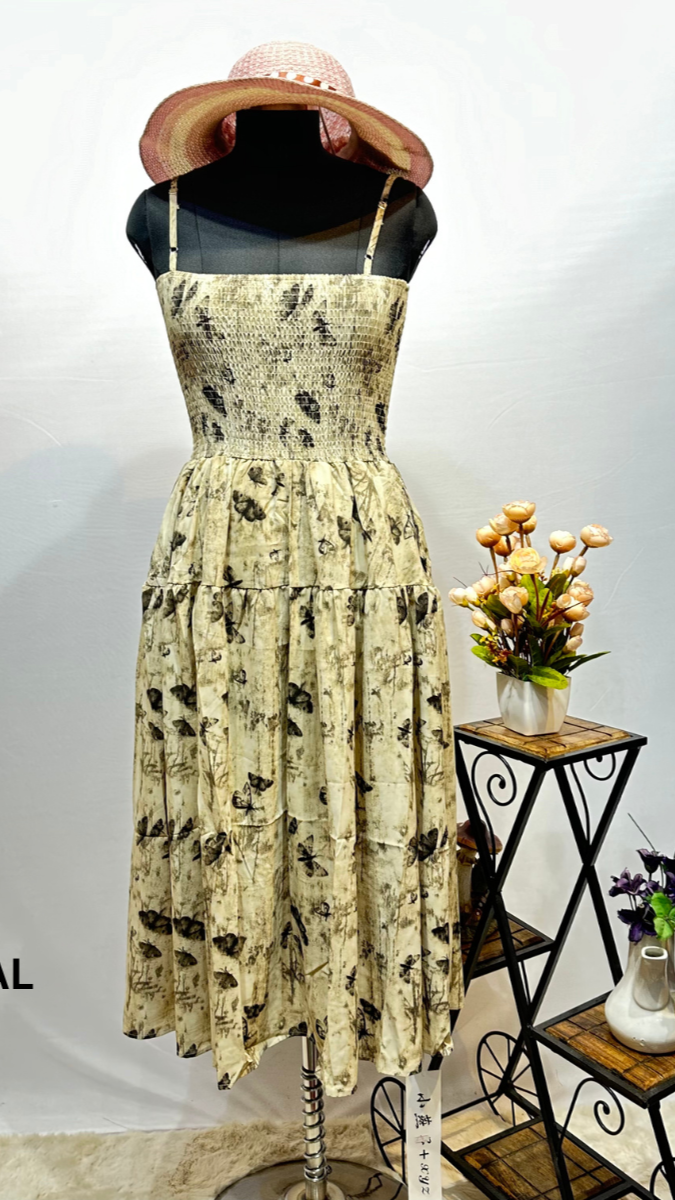 Sleeveless Butterfly Flared Dress