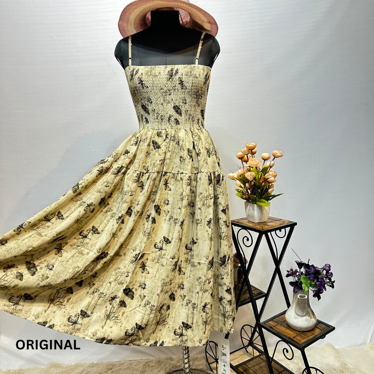 Sleeveless Butterfly Flared Dress