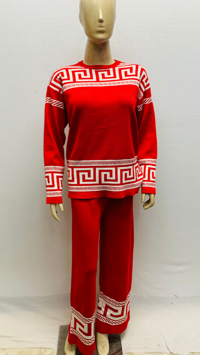 Soft Knitted Woolen Round Neck Printed Coord Set FC1515